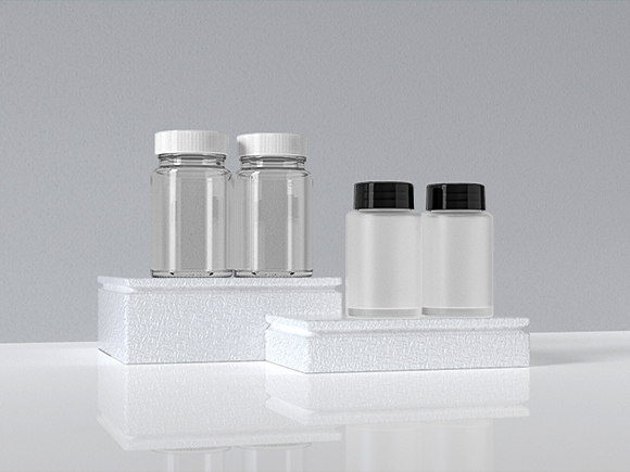 empty vitamin transparent bottle