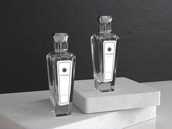 clear glass perfume bottle