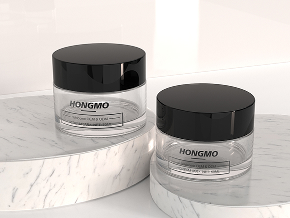 clear glass cosmetic jar
