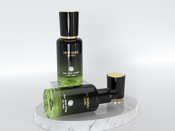 glass cosmetic bottle with pump